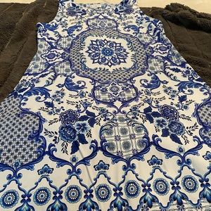 Sold Blue beautiful royal print dress petite XL